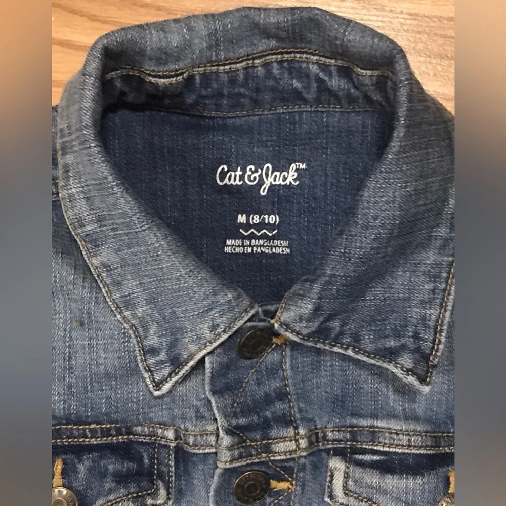 Cat & Jack Heavy Blue Denim Jacket Classic Button Up Jean Coat size M 8-10 NWOT